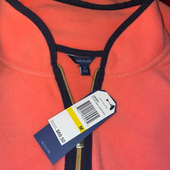 Nautica 1/4 Zip Long Sleeve Fleece Beautiful Orange Coral Color Womans M - Picture 3 of 9